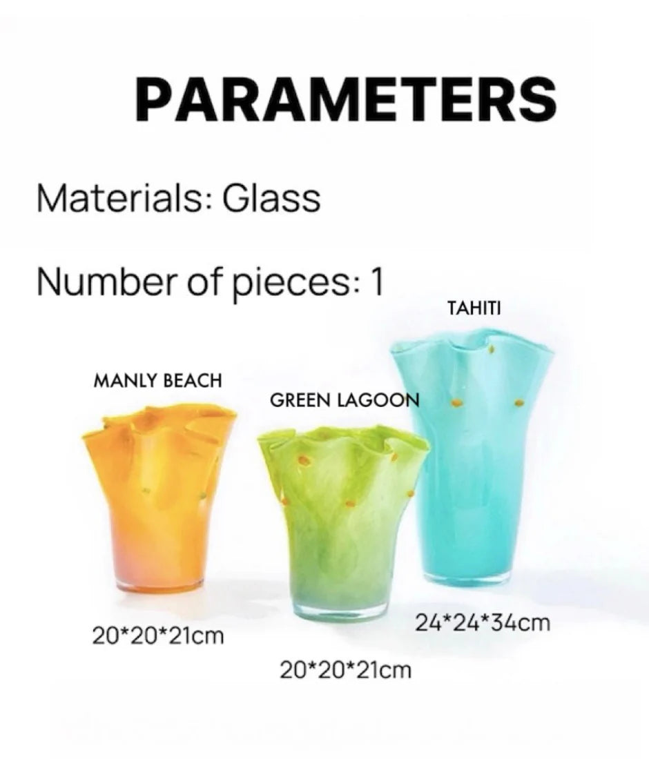 Handblown Wavy Whimsical Glass Vase - Eclectic Table Setting Centrepieces