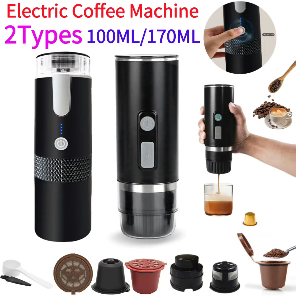 170ML Capsule Coffee Machine Portable Coffee Brewer Rechargrable Compatible with Capsule&Ground Coffee for Home Kitchen Office